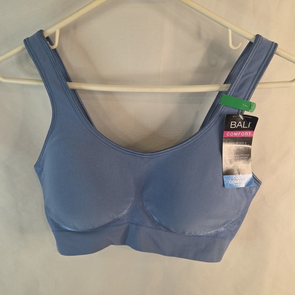 Bali NWT Women's Cool Comfort Smooth Shaping Solid Color Padded Bra Size L Blue